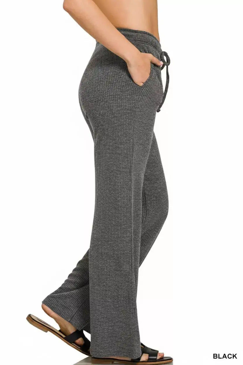 Zenana Ribbed Drawstring Lounge Pants