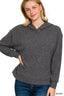 Zenana Ribbed Long Sleeve Hoodie
