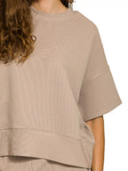 Zenana Ribbed Round Neck Tee & Pants Set