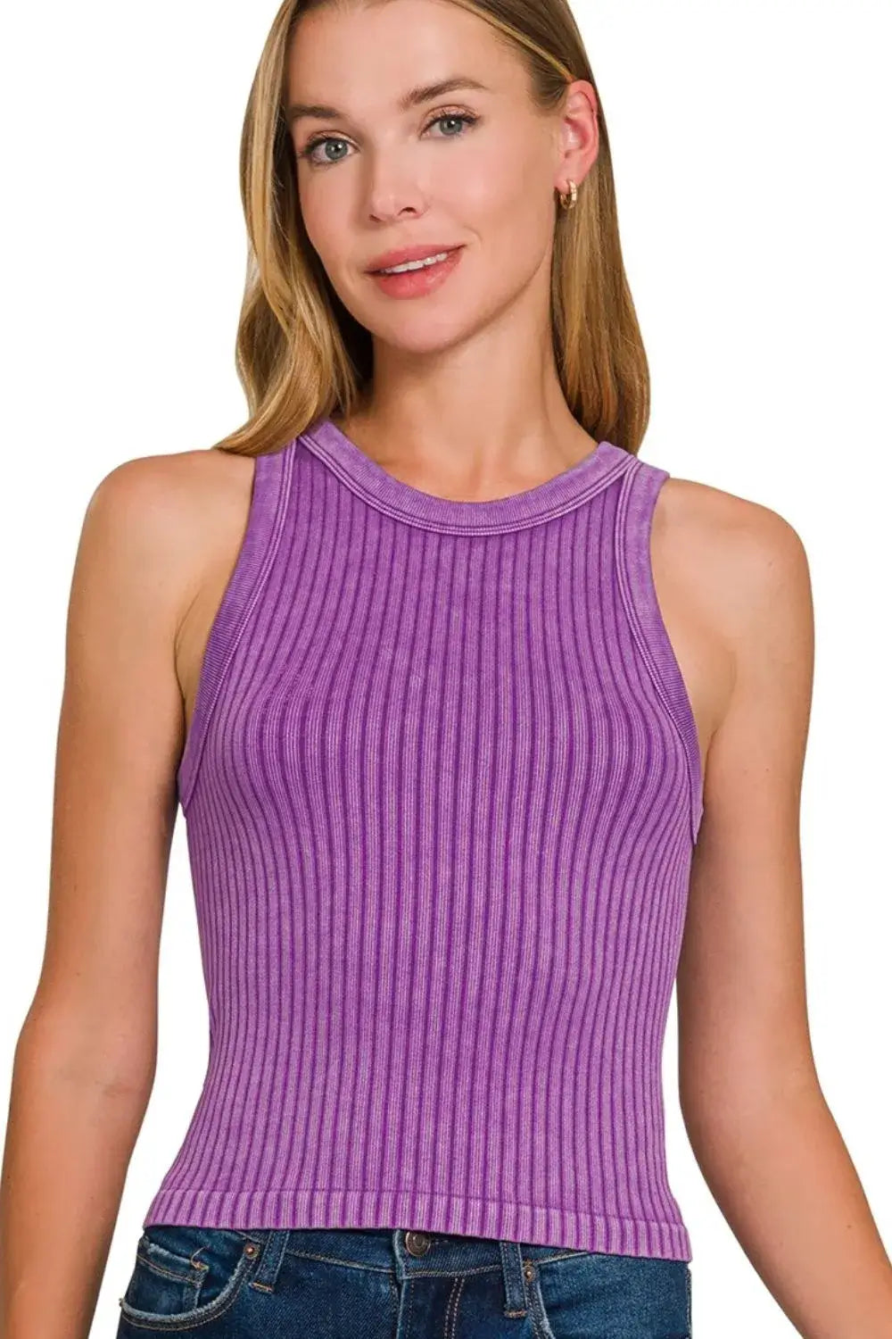 Zenana Ribbed Washed Seamless Tank Top Hauptbild
