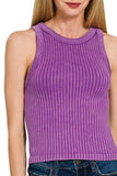 Zenana Ribbed Washed Seamless Tank Top