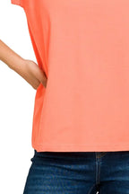 Zenana Round Neck Folded Short Sleeve T-Shirt