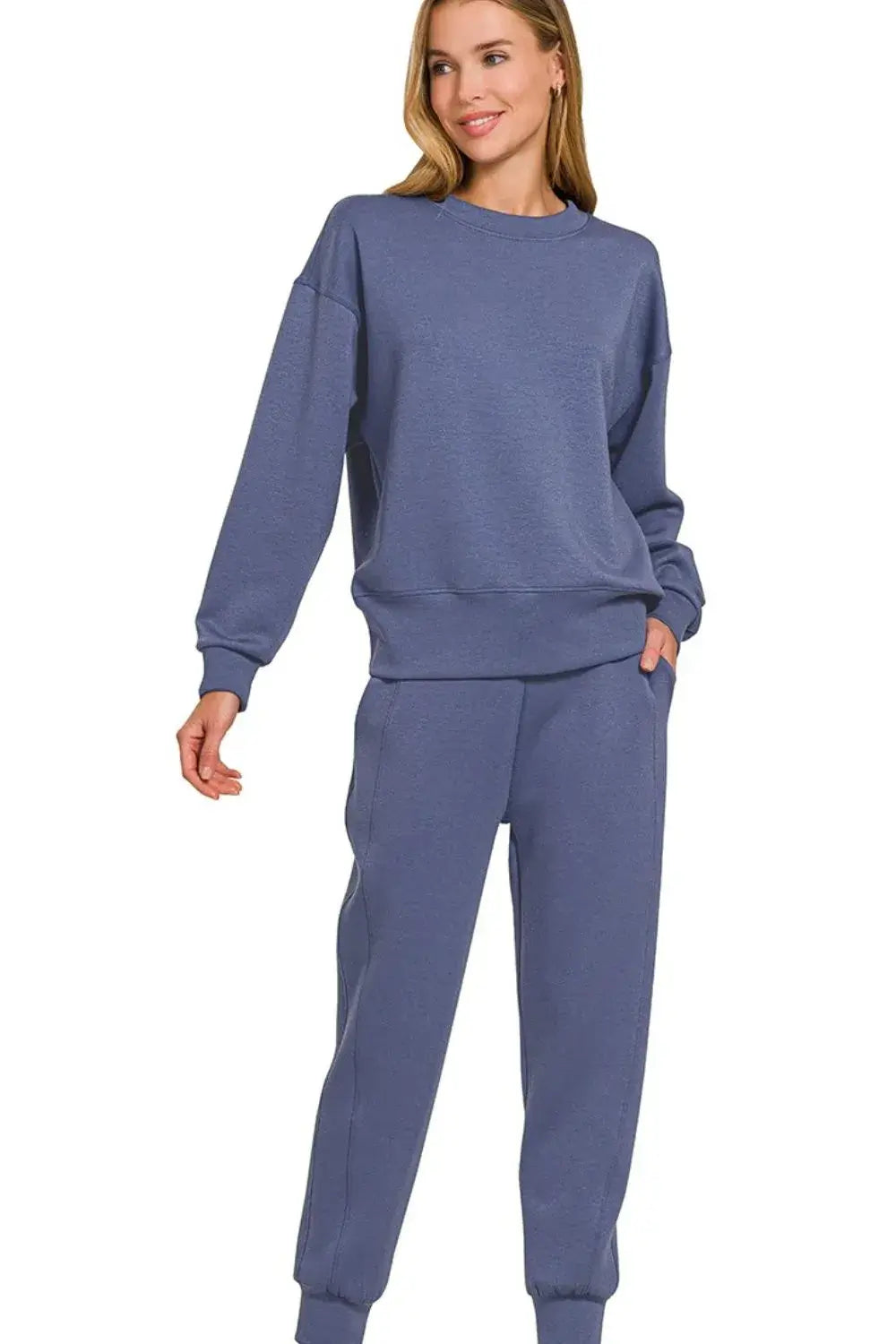 Zenana Scuba Crewneck Pullover & Joggers 2 Pieces Set Hauptbild