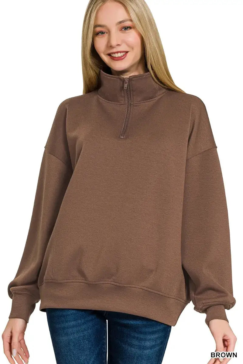 Zenana Scuba Quarter-Zip Sweatshirt Hauptbild