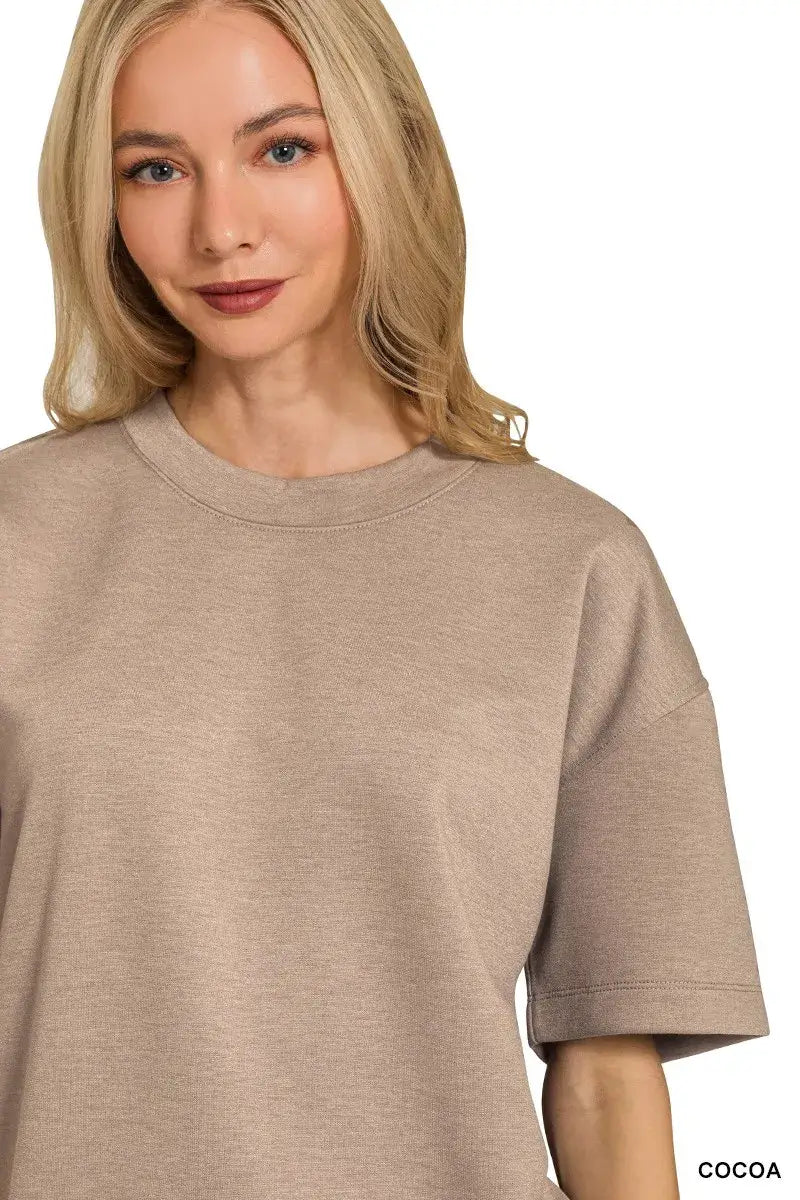 Zenana Scuba Short Sleeve Top & Shorts Set