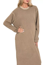 Zenana Soft Fleece Pigment Dye Sweatshirts Dress