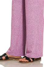 Zenana Soft Melange Short Sleeve Tee & Long Pants Set