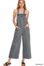 Zenana Washed Knot Strap Pockets Jumpsuit
