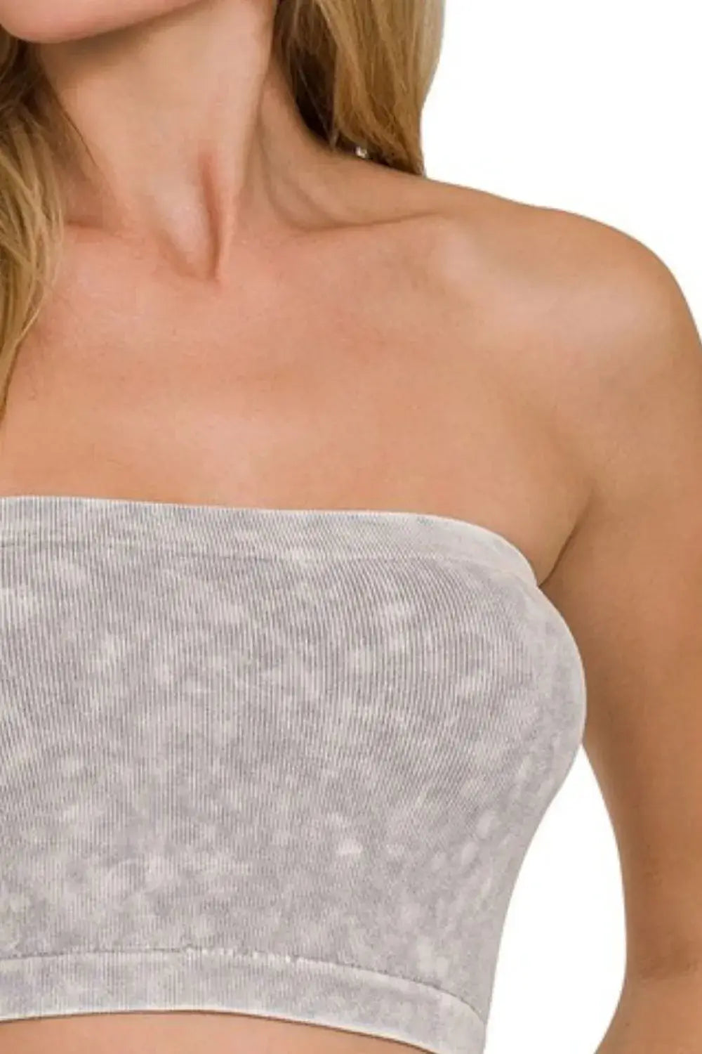Zenana Washed Ribbed Seamless Tube Top