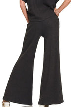 Zenana Wide Leg Flare Sweater Pants
