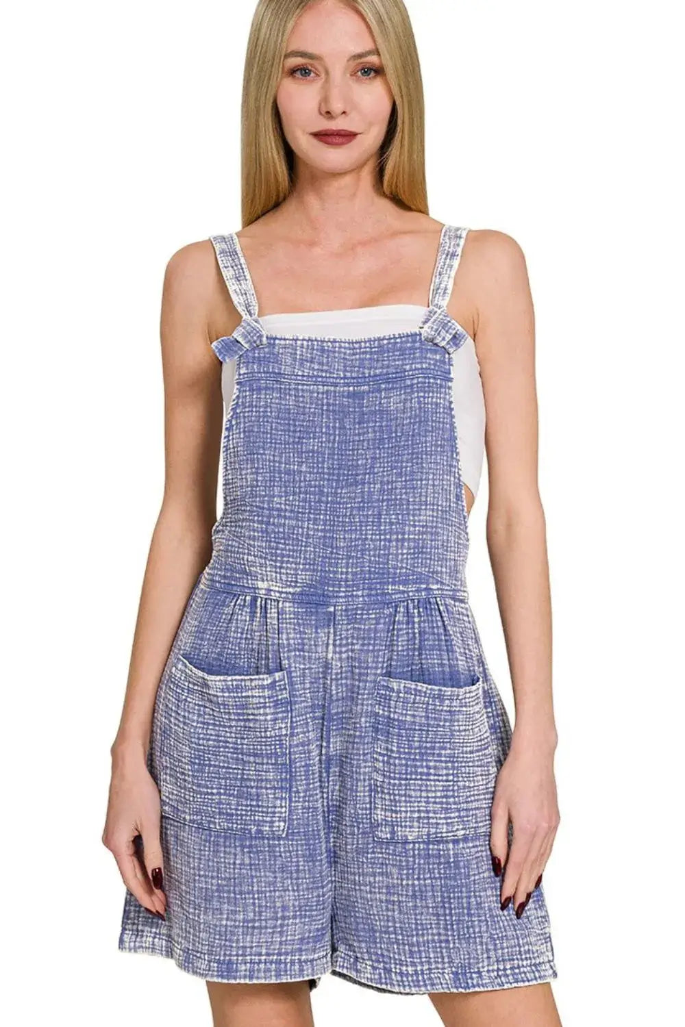Zenana Woven Double Gauze Acid Washed Romper Hauptbild