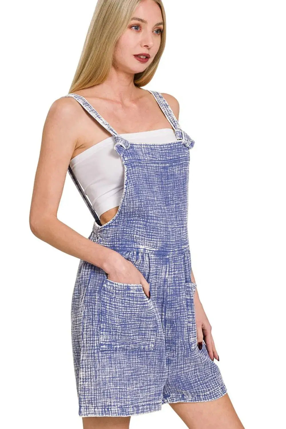 Zenana Woven Double Gauze Acid Washed Romper