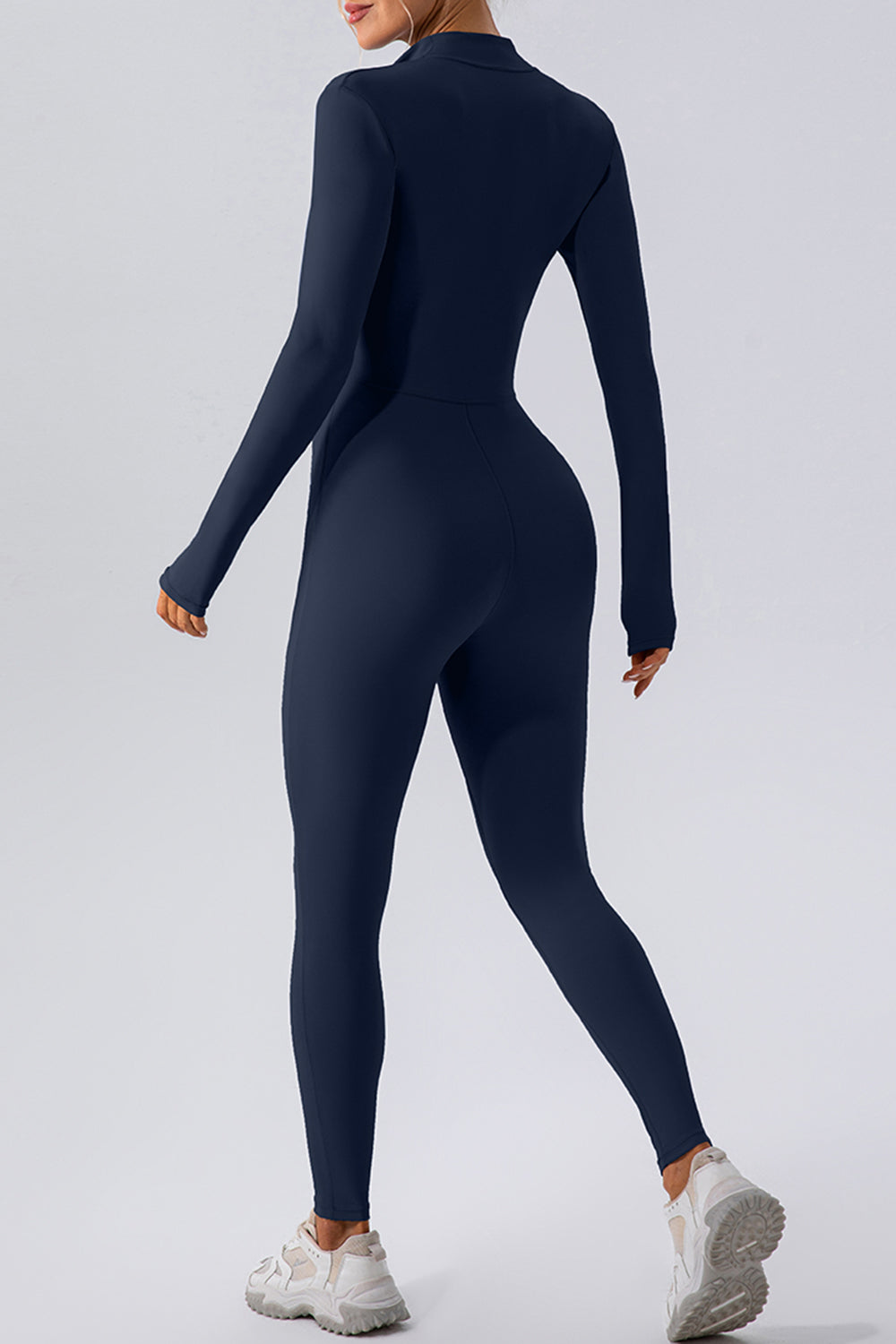 Half Zip Mock Neck Active Jumpsuit - felvior
