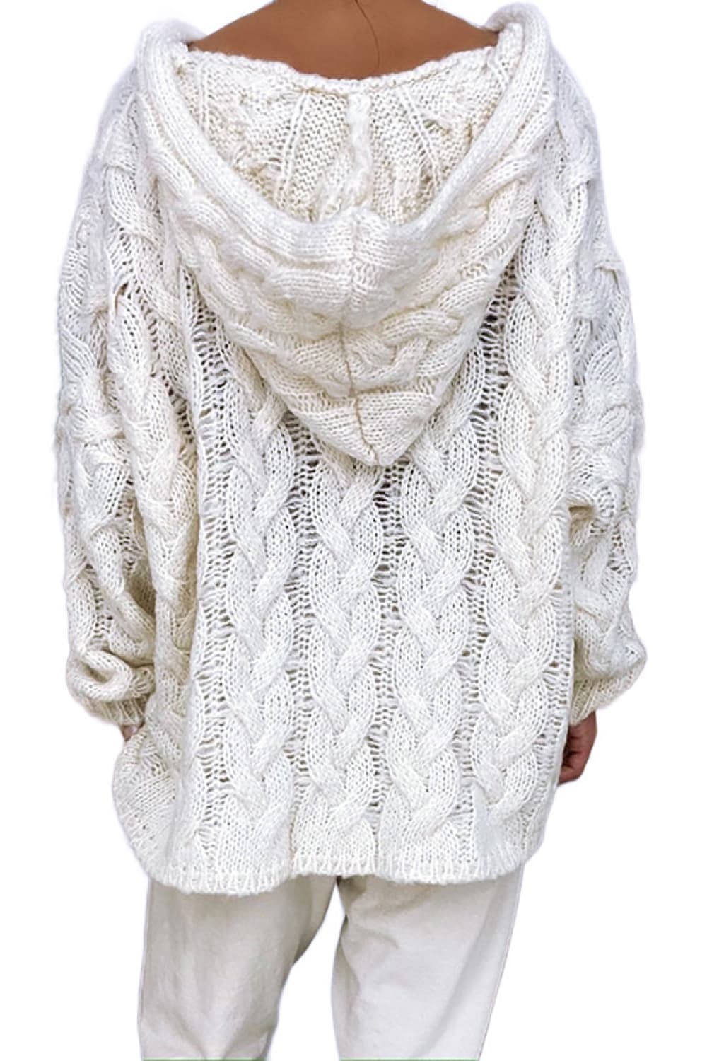 Cable-Knit Hooded Sweater - felvior