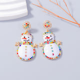 Alloy Rhinestone Snowman Earrings - felvior