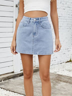 Solid Mini Denim Skirt