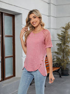 Round Neck Lace Short Sleeve T-Shirt