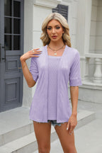 Texture Square Neck Half Sleeve Blouse