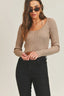 MABLE Long Sleeve Crop Sweater Top and Inner Bra Set