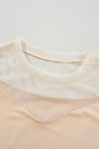 Mesh Patchwork Crew Neck Tank