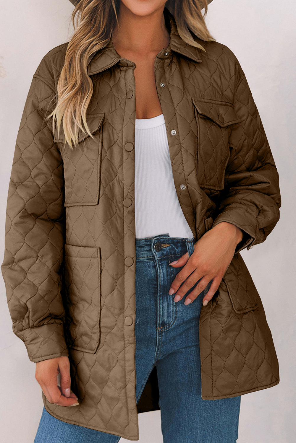 Snap Down Collared Winter Coat - felvior
