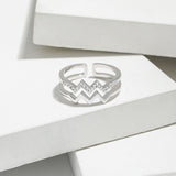 Wave Shape Inlaid Zircon Open Ring - felvior