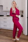 Round Neck Top and Drawstring Pants Lounge Set - felvior