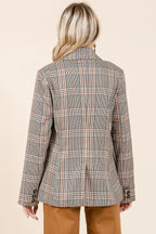Mittoshop Plaid Double Breasted Relaxed Fit Blazer