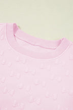 Bow Jacquard Ruffle Cap Sleeve Top and Shorts Set