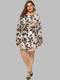 Full Size Floral Long Sleeve Mini Dress - felvior