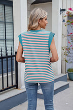 Contrast Striped Round Neck T-Shirt