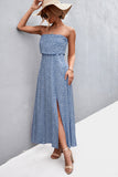 Strapless Split Maxi Dress - felvior