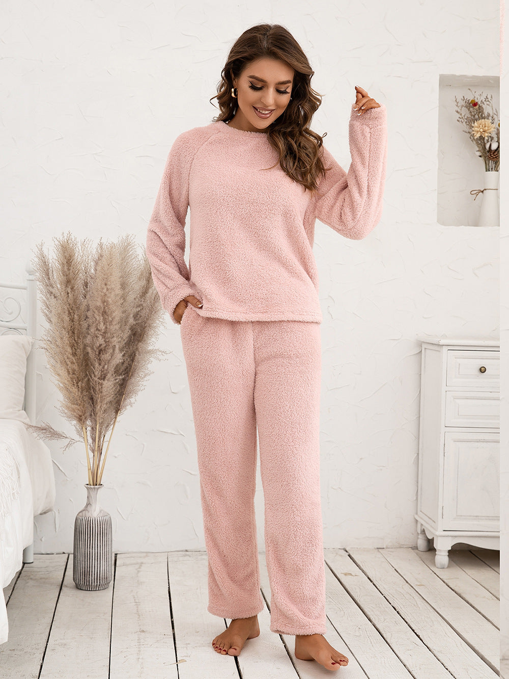 Ivy Lane Teddy Long Sleeve Top and Pants Lounge Set Main image