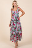 Mittoshop Layered Floral Sweetheart Neck Maxi Dress - felvior