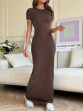 Short Sleeve Maxi Tee Dress - felvior