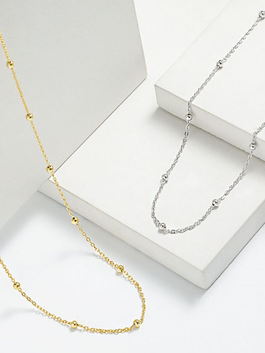 925 Sterling Silver Beaded Necklace - felvior