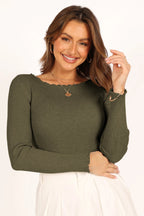 Lettuce Edge Round Neck Long Sleeve T-Shirt