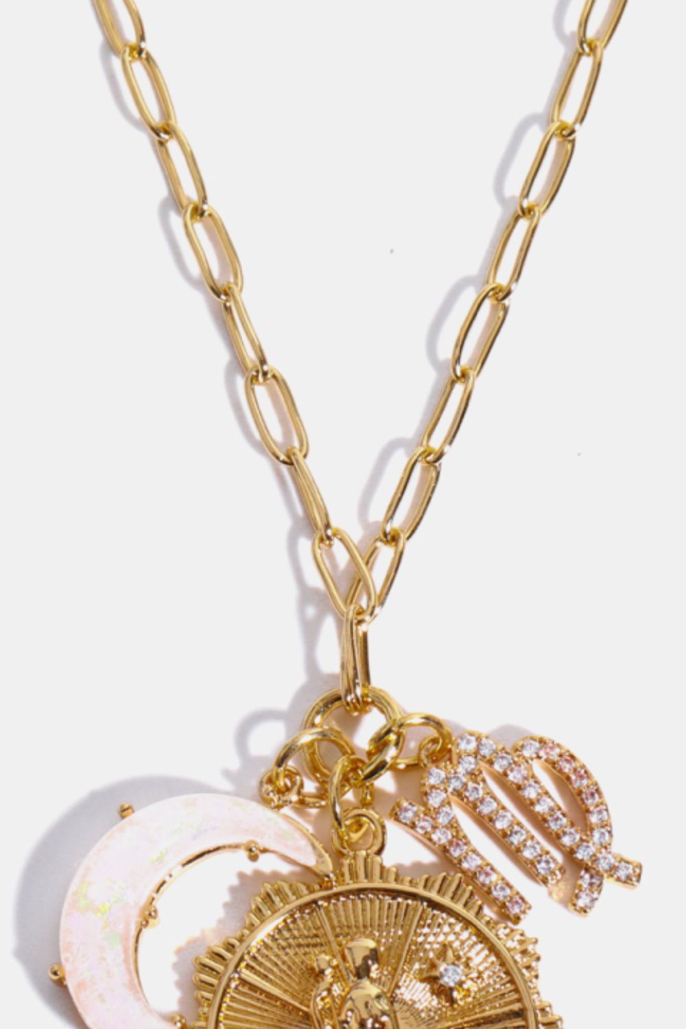 Constellation and Moon Pendant Copper Necklace - felvior