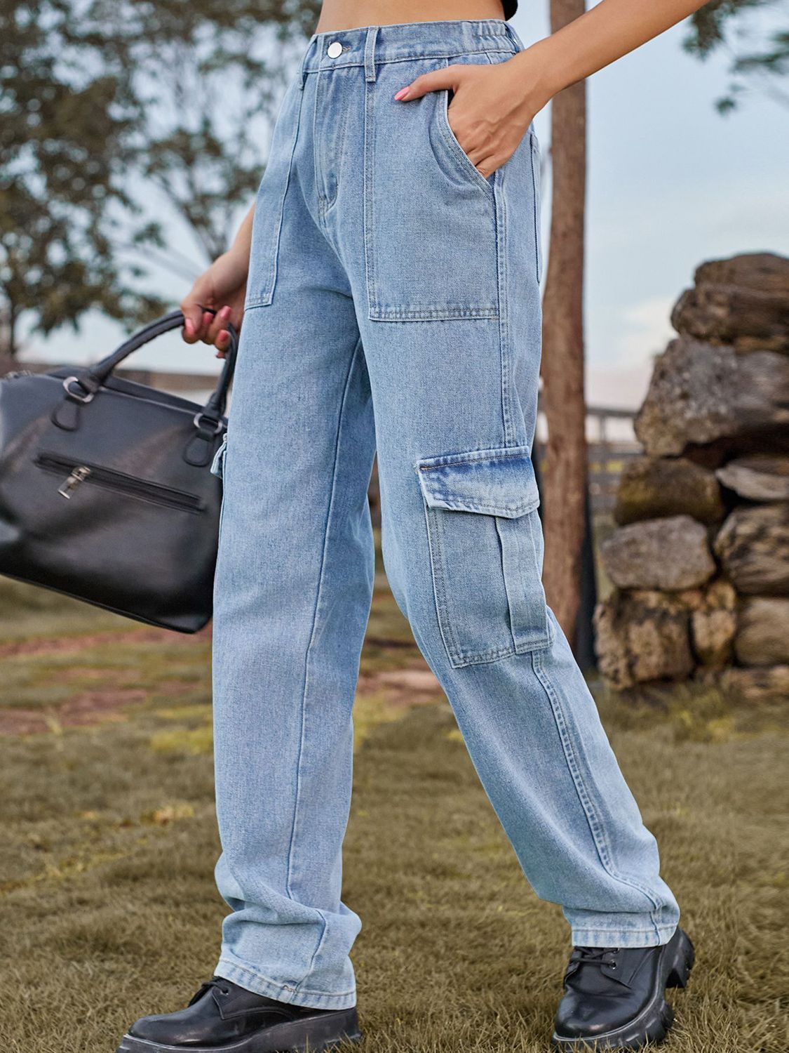 High Waist Cargo Jeans - felvior