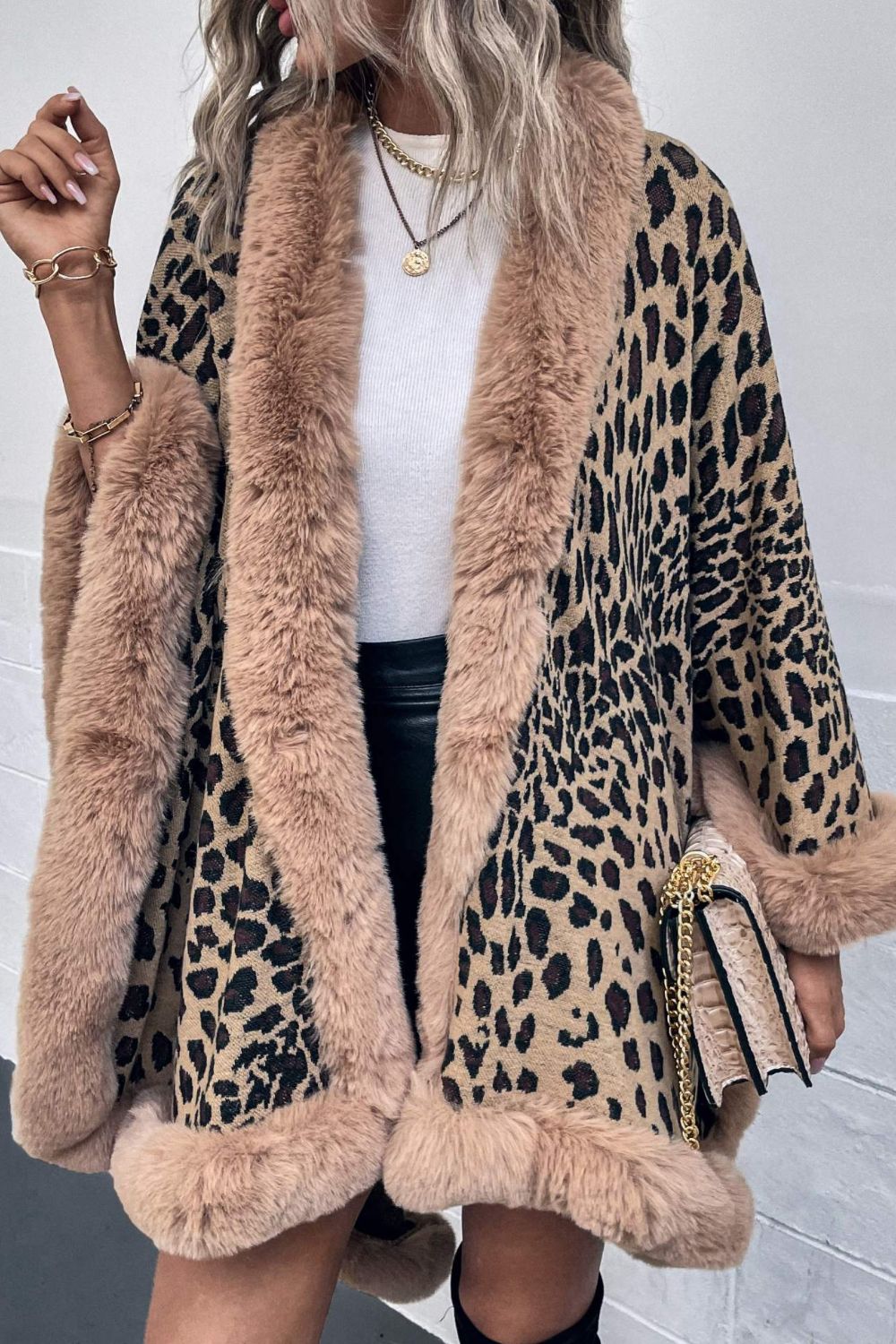 Leopard Open Front Poncho - felvior