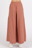 Mittoshop Gauze Elastic Waist Pleated Wide Leg Pants - felvior