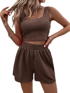 Full Size Wide Strap Tank and Shorts Set Plus Size