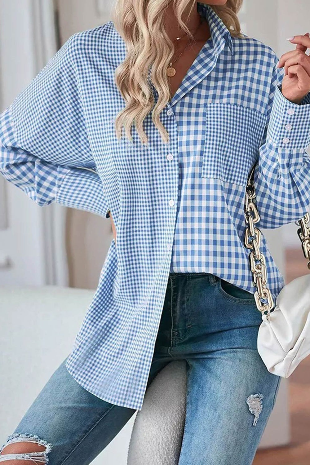 Plaid Button Up Long Sleeve Shirt - felvior