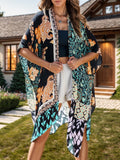 Printed Open Front Cover-Up - felvior