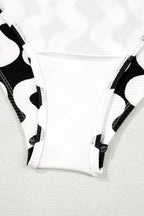 Tied Front Contrast Striped One-Piece Swimsuit