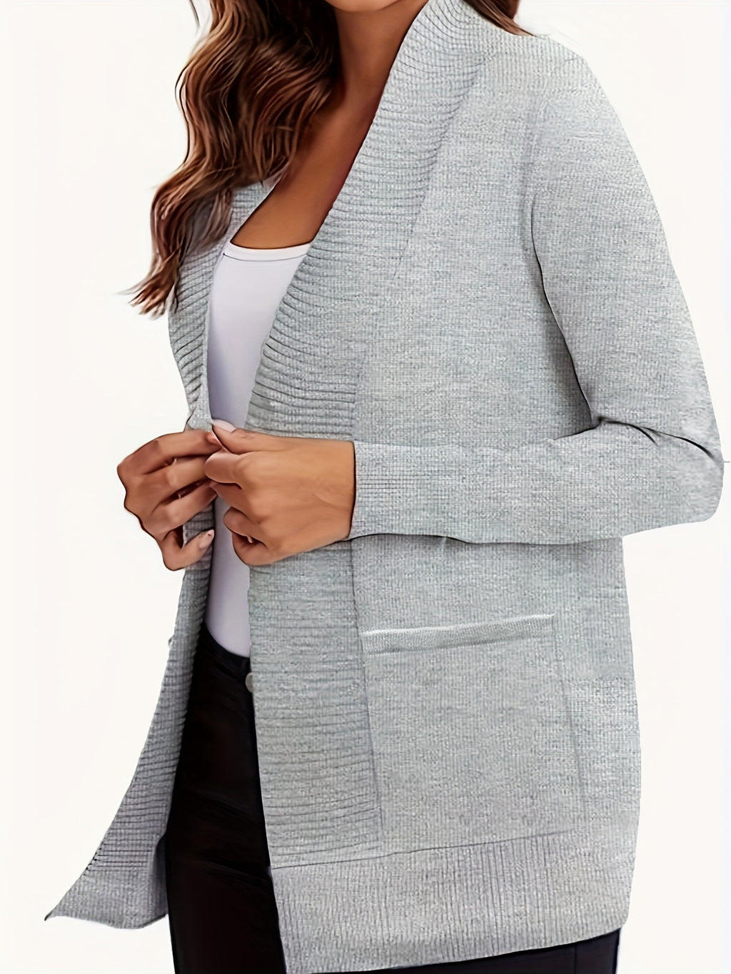 Open Front Long Sleeve Sweater Cardigan