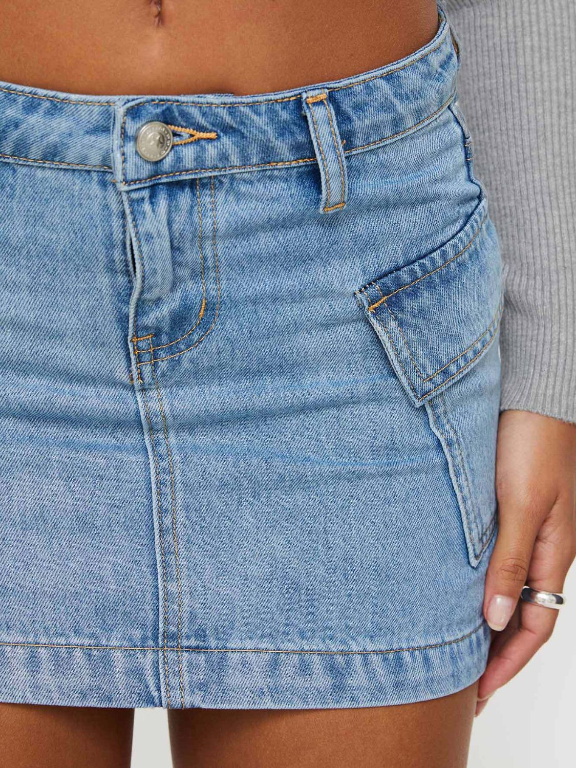 Mini Cargo Denim Skirt with Pockets - felvior