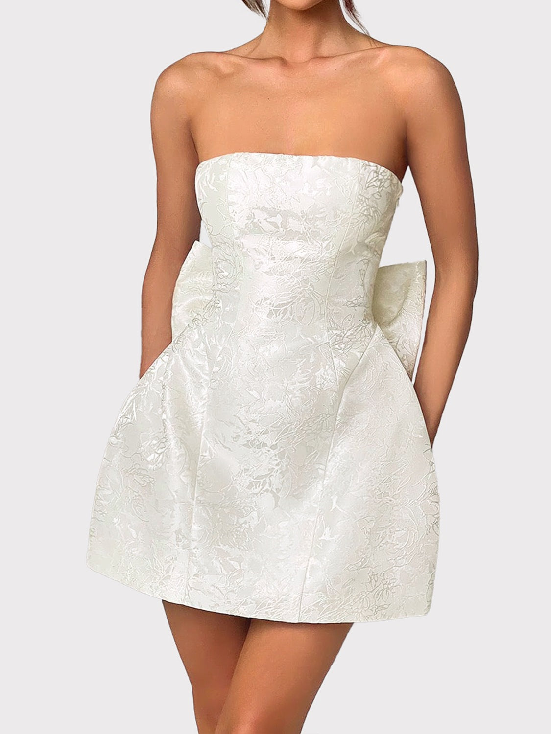 Lace-Up Sleeveless Satin Mini Dress with Bow - felvior