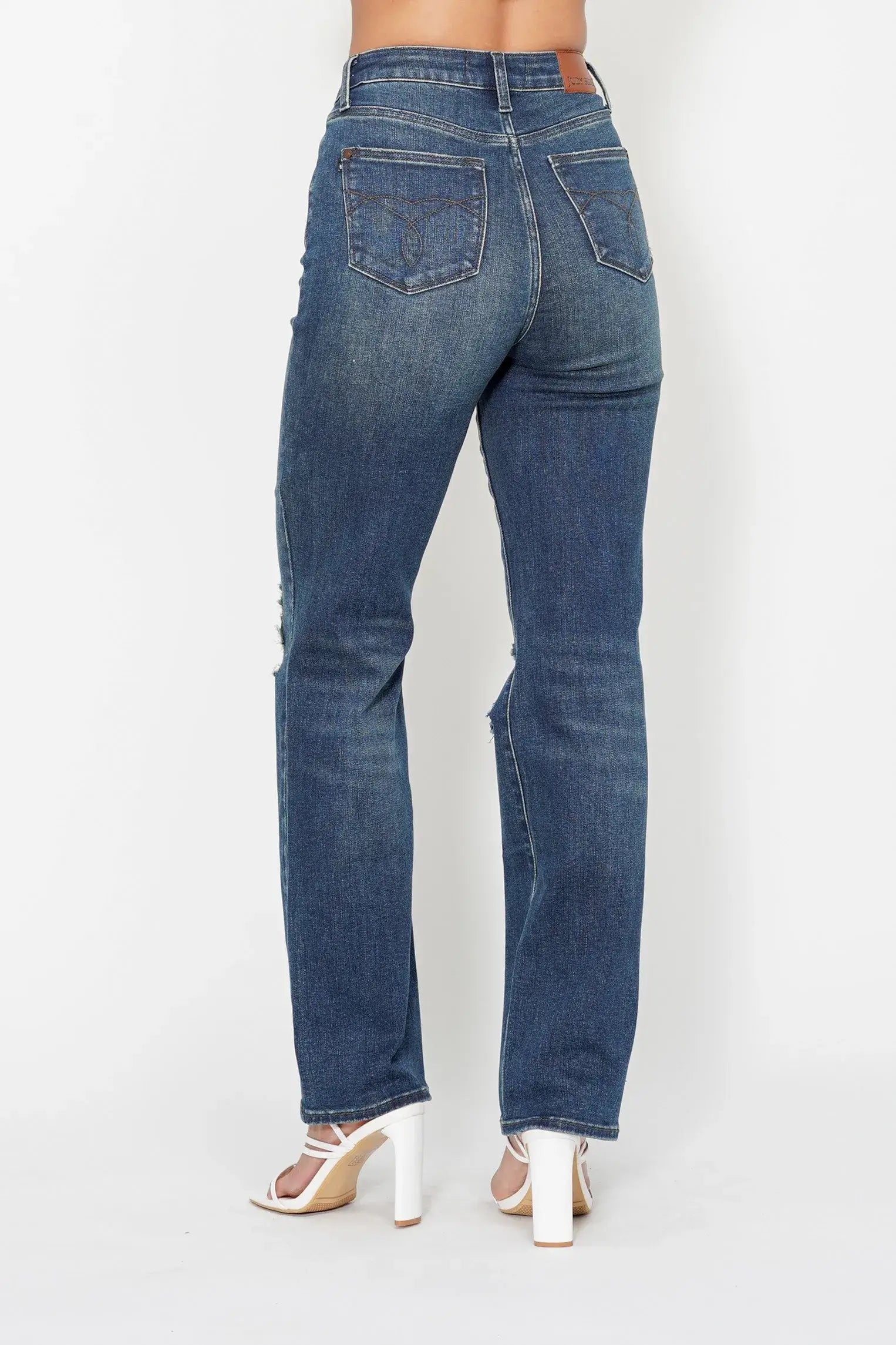 Judy Blue Full Size Hw Ripped Knee Dad Jeans Plus Size