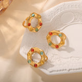Titanium Steel Glass Bead Ring - felvior
